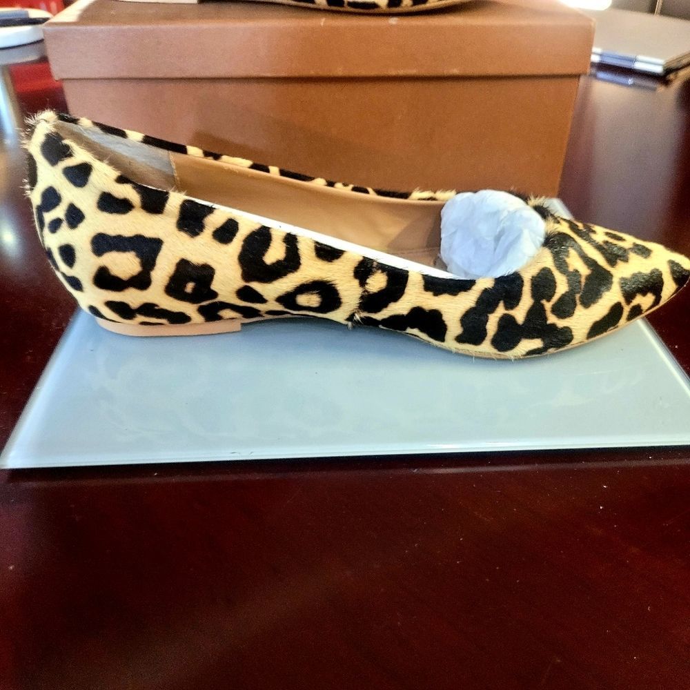 WENDY WILLIAMS LEOPARD CALFHAIR LEATHER BALLET FLATS SIZE 8W